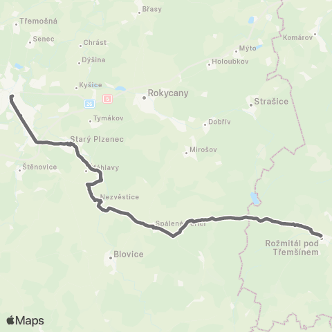 PID Plzeň - Spálené Poříčí - Rožmitál Pod Třemšínem map