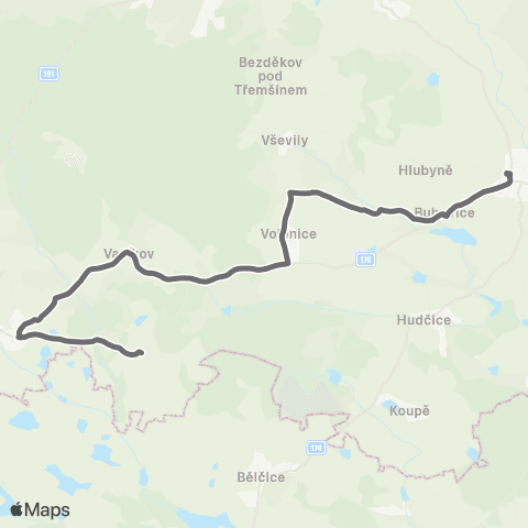 PID Březnice - HvožďAny map