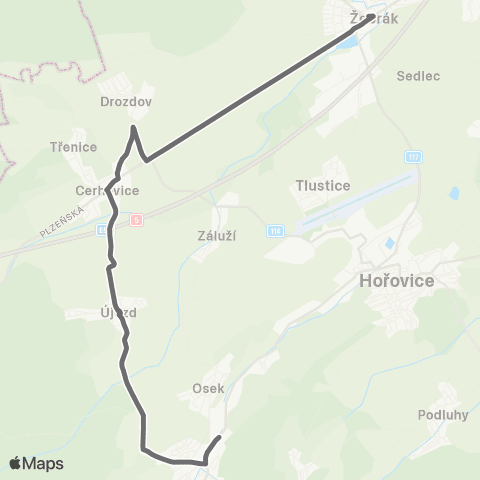 PID Komárov - Cerhovice - Žebrák map