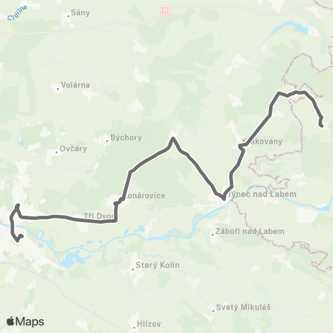 PID Kolín - Týnec Nad Labem - Hlavečník map
