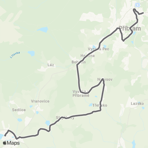 PID Příbram - Třebsko - Rožmitál Pod Třemšínem map