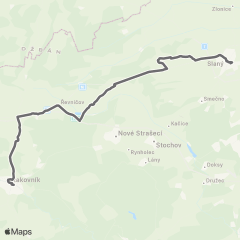 PID Slaný - Mšec - Řevničov - Rakovník map