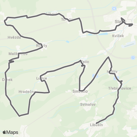 PID Slaný - Tuřany - Libušín map