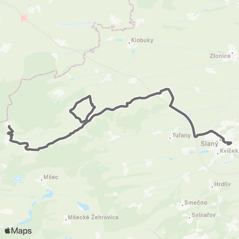 PID Slaný - Srbeč - Milý map