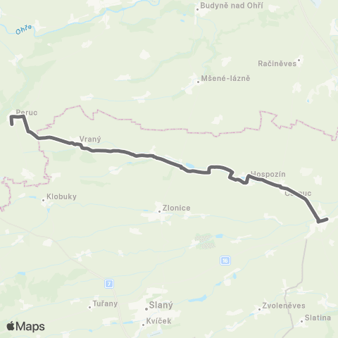 PID Velvary - Poštovice - Peruc map