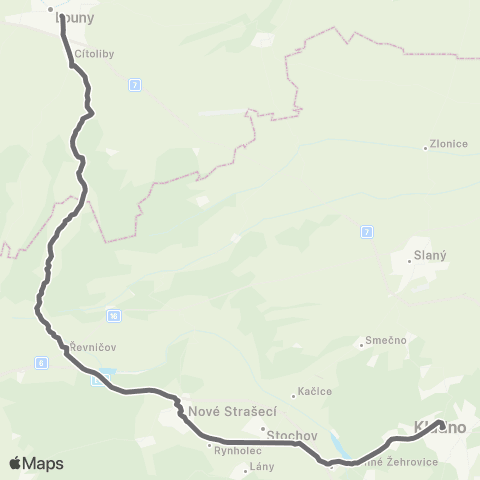 PID Kladno - Nové Strašecí - Louny map