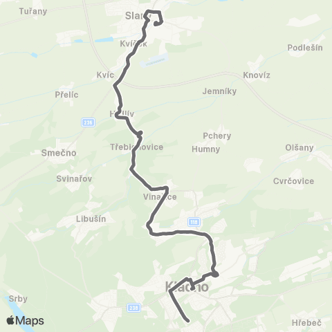 PID Kladno - Vinařice - Slaný map