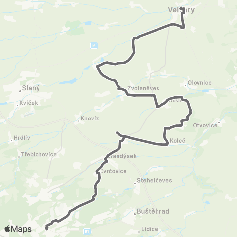 PID Kladno - Třebusice - Velvary map