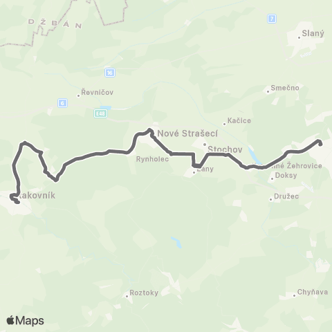 PID Kladno - Ruda - Rakovník map