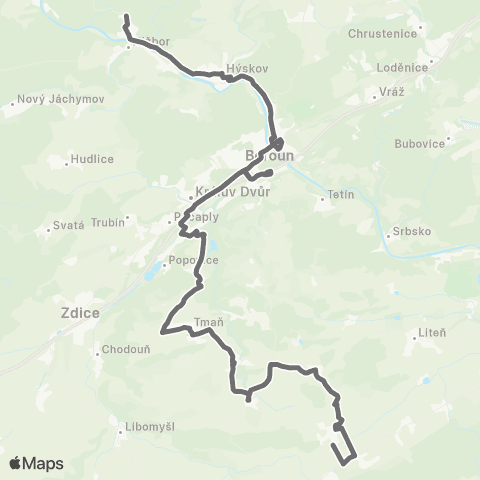 PID Nižbor - Beroun - Suchomasty - Všeradice map