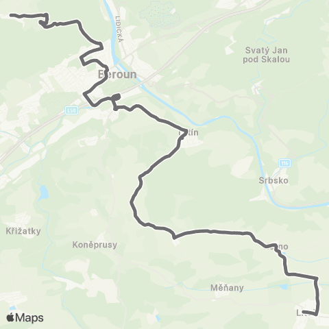 PID Beroun - Tetín - Liteň map