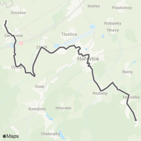 PID Cerhovice - Hořovice - Křešín map