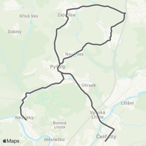 PID Nespeky - Pyšely - Senohraby - Hrusice map