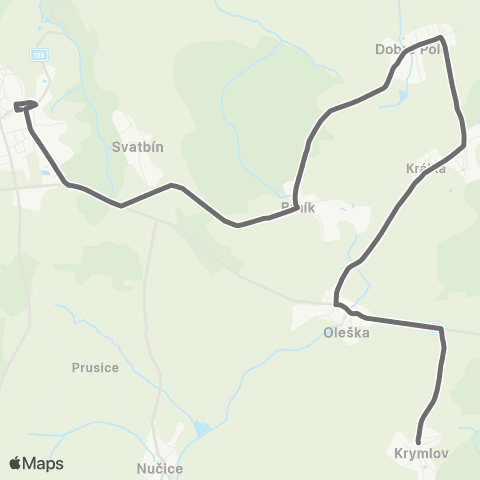 PID Kostelec Nad Černými Lesy - Oleška,Krymlov map