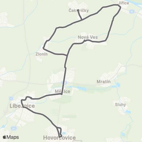 PID Hovorčovice - Zlonín - Hovorčovice map