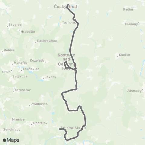 PID Český Brod - Kostelec Nad Černými Lesy - Vlkančice - Stříbrná Skalice map