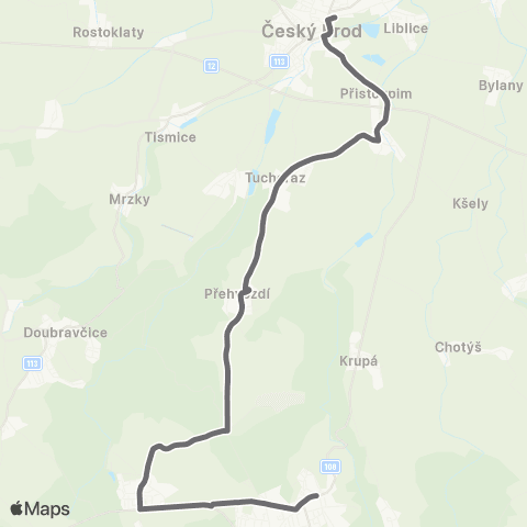 PID Český Brod - Doubravčice - Kostelec Nad Černými Lesy map