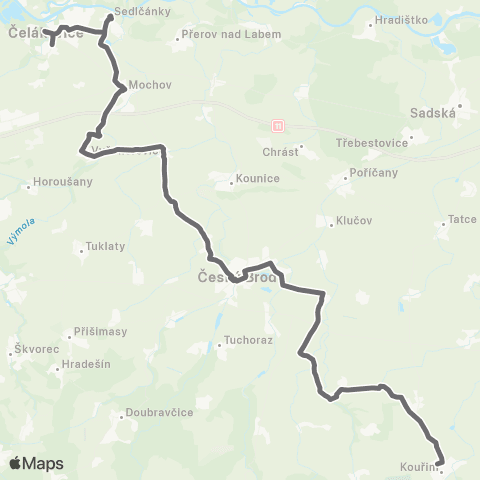 PID Kouřim - Český Brod - Čelákovice map