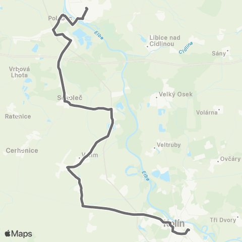 PID Poděbrady - Velim - Kolín map