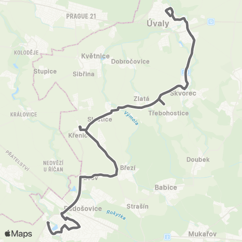 PID Úvaly - Říčany map