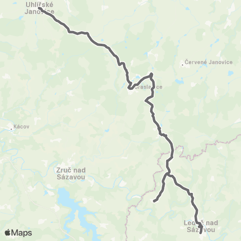 PID Uhlířské Janovice - Zbraslavice - Třebětín - Ledeč Nad Sázavou map