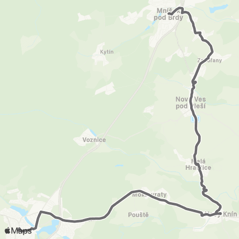 PID Mníšek Pod Brdy - Nový Knín - Dobříš map