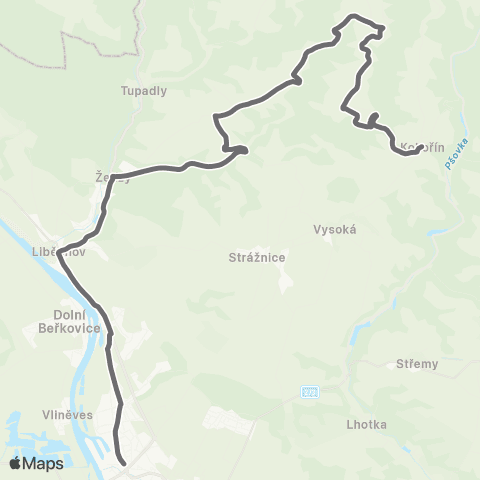 PID Mělník - Liběchov - Dolní Zimoř - Kokořín map