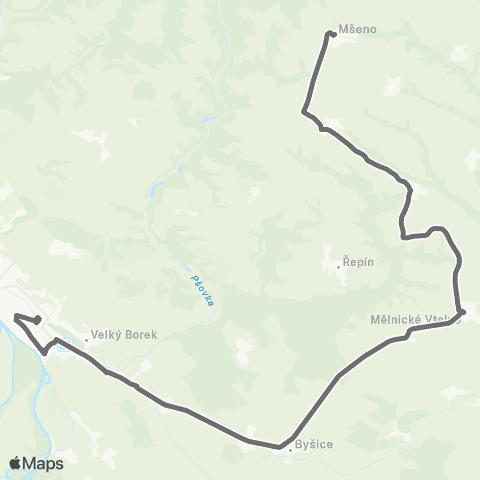 PID Mělník - Byšice - Mšeno map