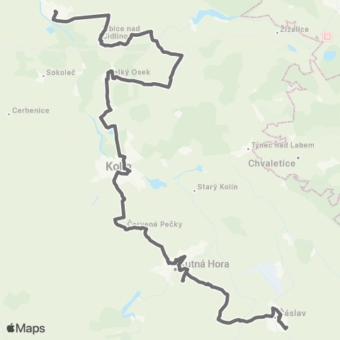 PID Poděbrady - Kolín - Kutná Hora - Čáslav map