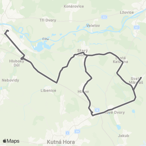 PID Kolín - Nové Dvory - Svatý Mikuláš - Kolín map