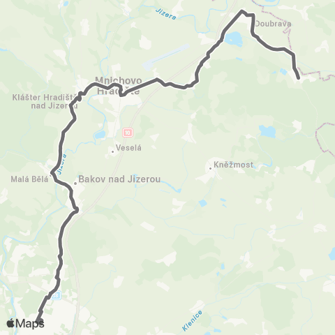 PID Mladá Boleslav - Ptýrov - Mnichovo Hradiště - ŽďÁr,Žehrov map