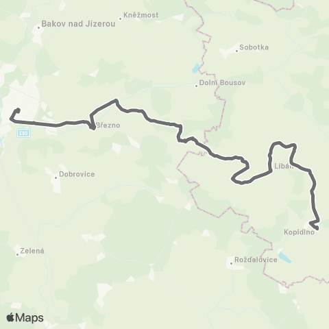 PID Mladá Boleslav - Dlouhá Lhota - Libáň - Kopidlno map