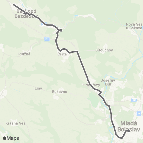 PID Mladá Boleslav - Čistá - Bělá Pod Bezdězem map
