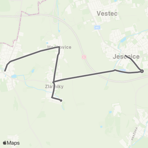 PID Dolní Břežany - Jesenice map