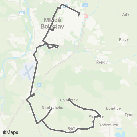 PID Mladá Boleslav - Dobrovice - Dobrovice,Chloumek map