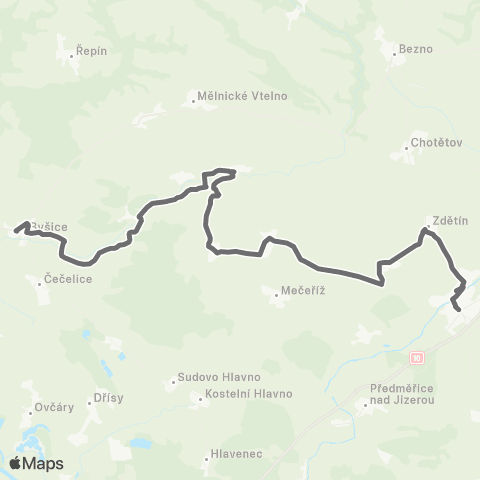 PID Benátky Nad Jizerou - Dolní Slivno - Byšice map
