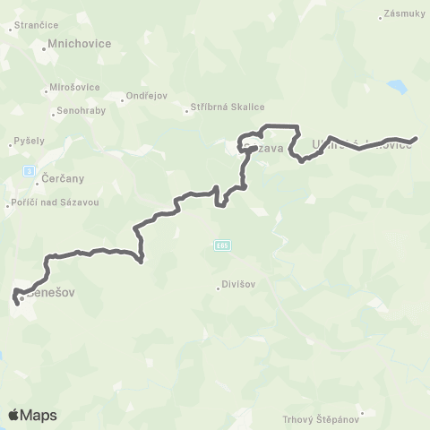 PID Uhlířské Janovice - Sázava - Ostředek - Benešov map