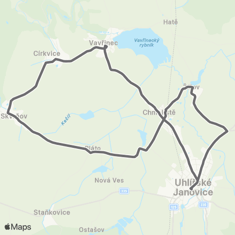 PID Uhlířské Janovice - Horní Kruty - Skvrňov - Uhlířské Janovice map