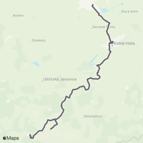 PID Kácov - Malešov - Kutná Hora - Kolín map