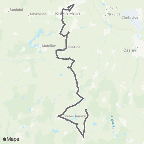 PID Kutná Hora - Červené Janovice - Paběnice map