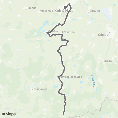 PID Kutná Hora - Červené Janovice - Třebětín map