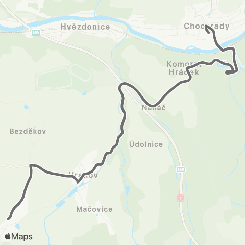 PID Vranov,Vranovská Lhota - Chocerady map