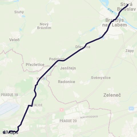 PID Praha,Lehovec - Brandýs Nad Labem-Stará Boleslav map