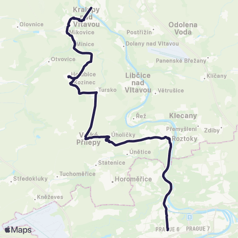 PID Praha,Vítězné Náměstí - Kralupy Nad Vltavou / Číčovice map