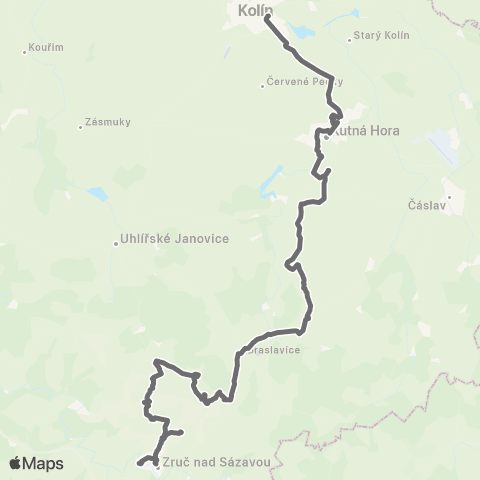 PID Zruč Nad Sázavou - Zbraslavice - Kutná Hora - Kolín map