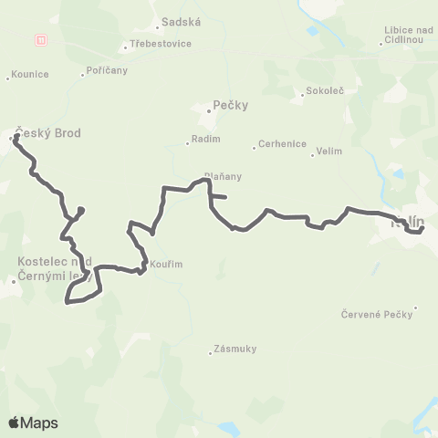 PID Kolín - Plaňany - Kouřim - Vitice - Český Brod map