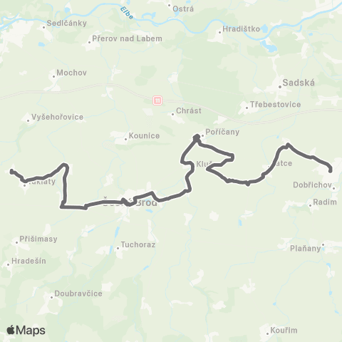 PID Pečky - Klučov,Skramníky - Český Brod - Tuklaty,Tlustovousy map