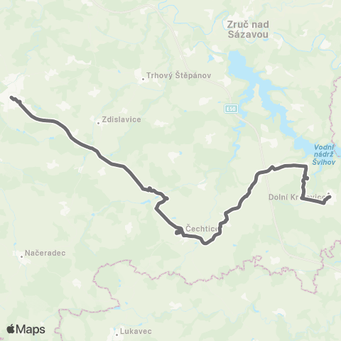 PID Vlašim - Borovnice - Studený - Dolní Kralovice map