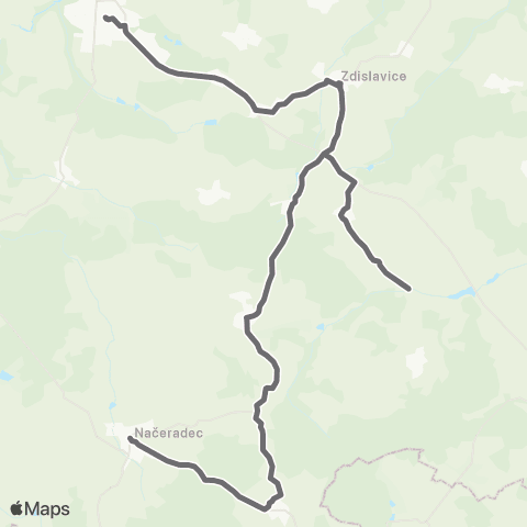PID Vlašim - Zdislavice - Miřetice - Čechtice - Načeradec map