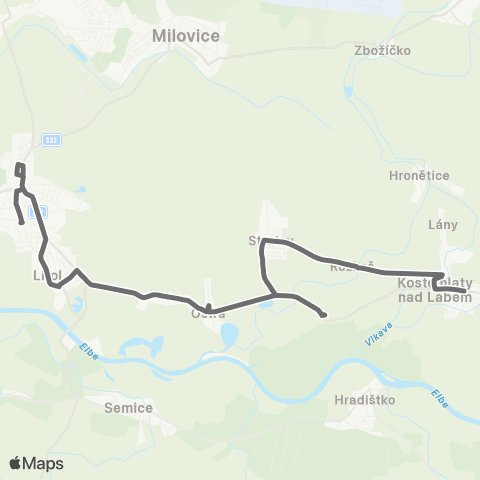 PID Kostomlaty Nad Labem - Lysá Nad Labem map